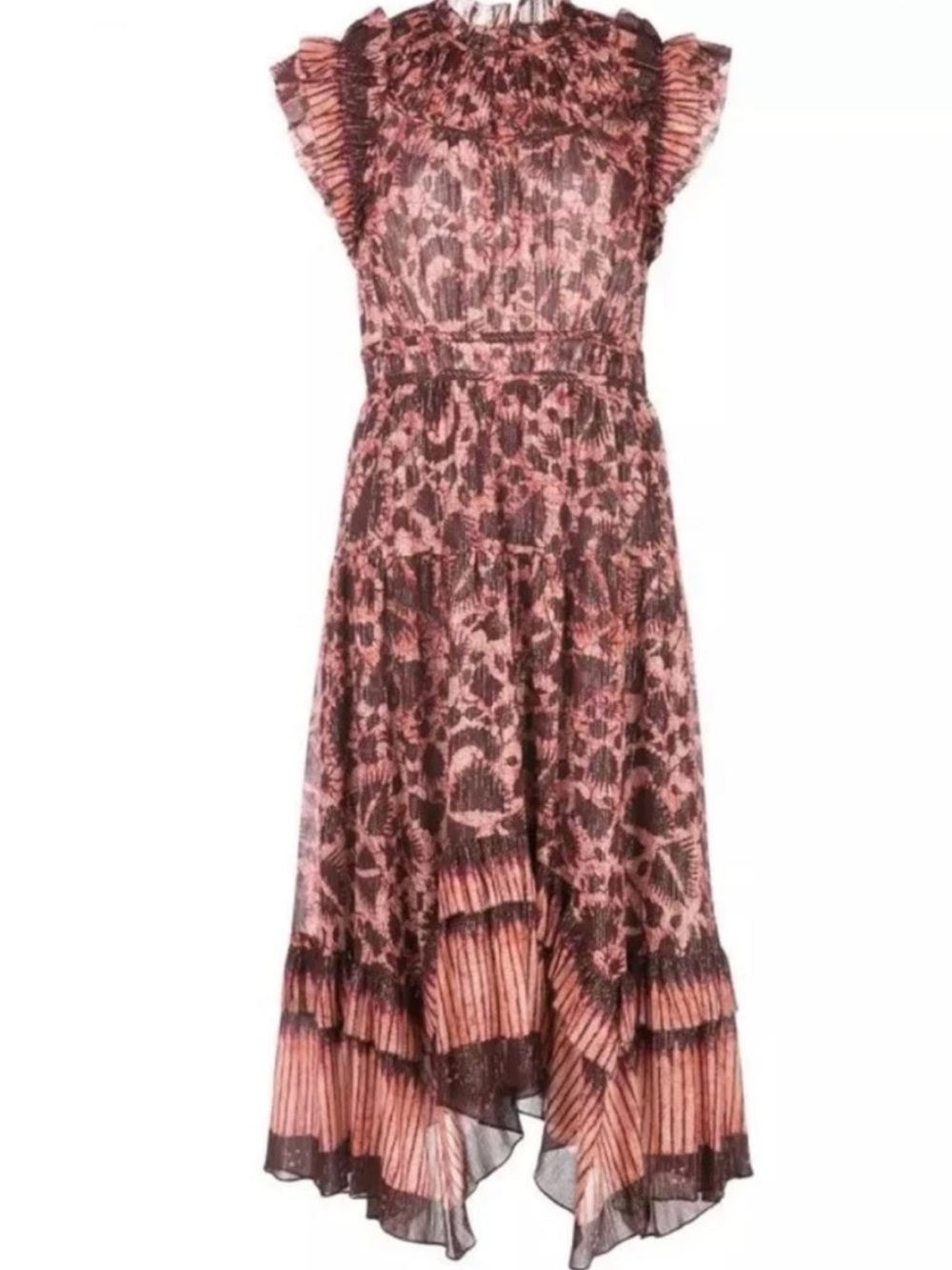 Ulla Jonson Women's Pink Brown Printed Midi Skirt